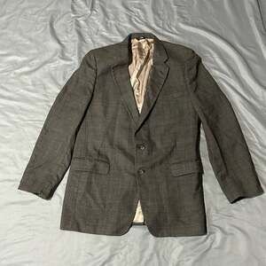 DAKS Blazer Jacket Size 40 Brown Wool Plaid Sport Coat
